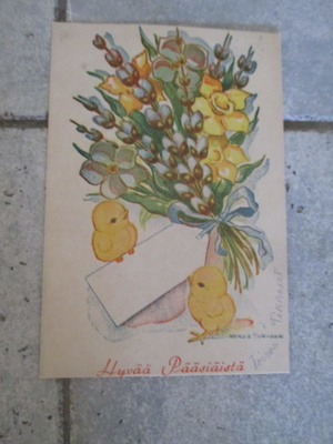 VANHA PÄÄSIÄISKORTTI - viipuri leimat v 1943