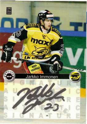 2008-09 Cardset JARKKO IMMONEN SaiPa Signature nimmari