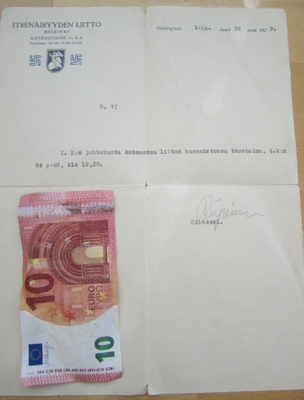 Ilmoitus Johtokunnan Kokouksesta Itsenäisyyden Liitto 1929