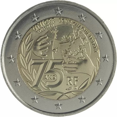 RANSKA ERIKOISEURO 2 EUROA 2021 (UNICEF 75 VUOTTA) 