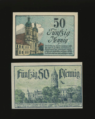 Saksa Notgeld 2 x 50 Pfg, Liegnitz 1920