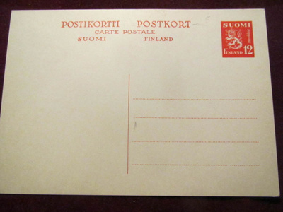 12 mk   punainen. CP  Malli-30 Ehiökortti