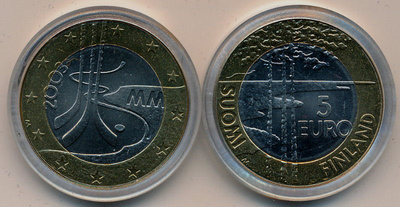 5€ Suomi 2003 Jääkiekon MM-kisat "Jutin vitonen"