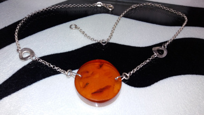 Vintage hopea kaulakoru Meripihka Amber riipus 925