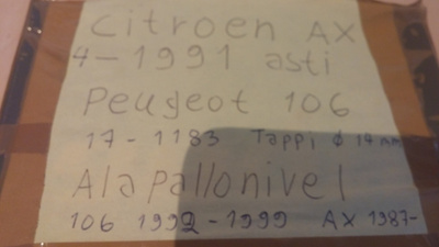 Alapallonivel Citroen Ax, Peugeot 106 PE-BJ-3357