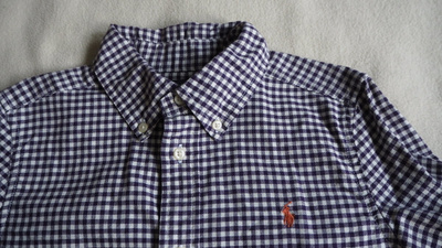 RALPH LAUREN paita, koko 6 (v.), lila/valk. ruudull. UUDENV.