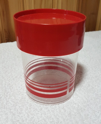 Vintage Erik Kold muovipurkki 6012 puna kannella