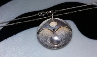 Kotimainen Vintage desing hopea riipus kaulakoru 925