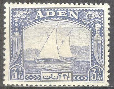 (SA0492) ADEN, 1937 (Dhow, 3½a., gray blue). Mi # 7. MLH*