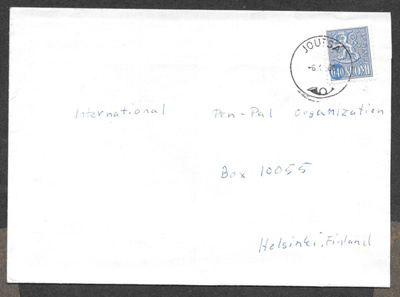 Postilähetys - Yl.m. 0,40 (LAPE 618) Joutsa 6.1.68