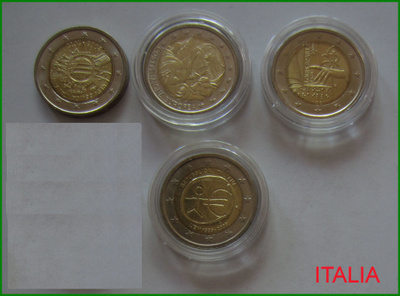 4 kpl erilaisia ITALIA 2 euron erikoiskolikoita