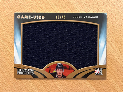 2015-16 ITG Heroes & Prospects Juuso Valimaki G-U Jersey /45