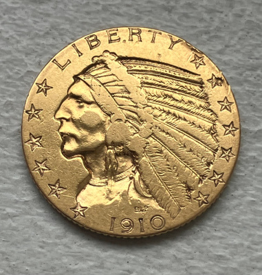 Kultaraha, USA 5 dollars 1910, kulta