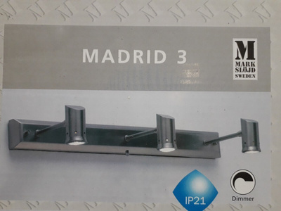 Seinävalaisin Madrid 3, 3lmp (chrome, bath, MarkSlöjd, uusi)