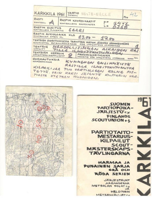 Partio, v.1961 Karkkila taitomestaruus-vihko + ym.