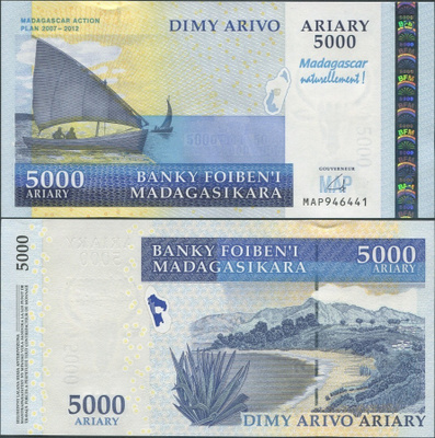 Madagascar 5000 Ariary 2007 (P-94) UNC MAP commemorative