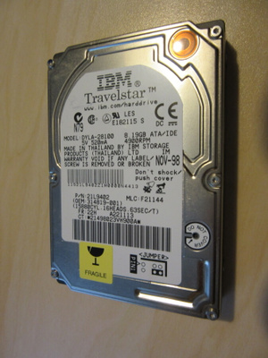 RETRO IBM Travelstar IDE läppärin kovalevy 8 GB