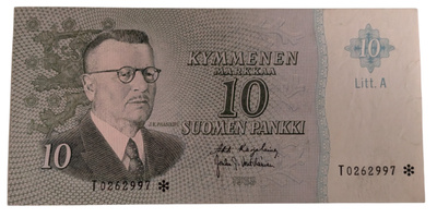 10 Markkaa 1963 Litt. A T0262997 Tähti