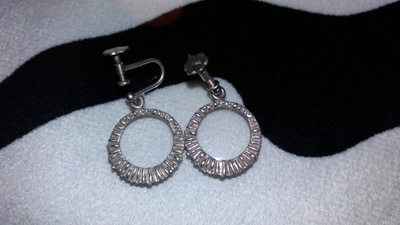 Vintage design hopea korvakorut 925S