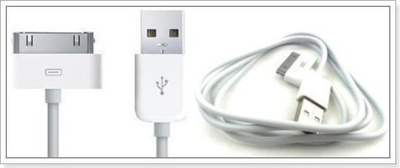 Valkoinen iPhone 4 /  iPad / iPod - 30 pin kaapeli #30213