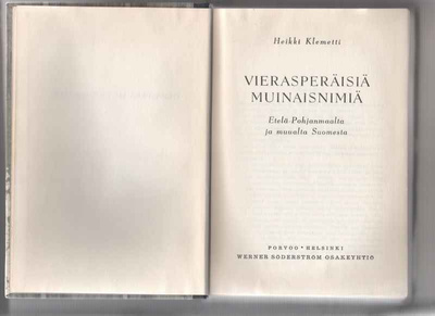Klemetti,Heikki: Vierasperäisiä muinaisnimiä, [Sukututkimus]