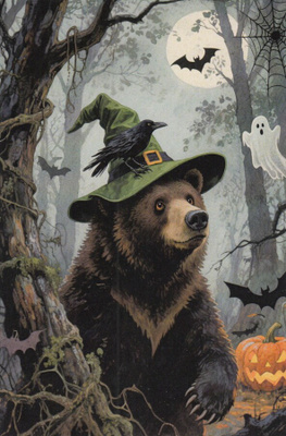 Halloween karhulla vihreä hattu