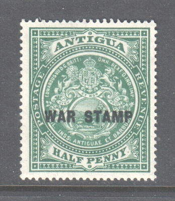 Antigua 1916 War tax½p musta lsp **
