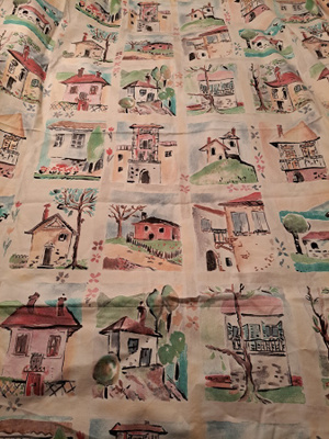 Värikäs talo puuvillakangas 110x155cm