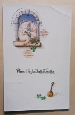 Possupari suutelee ikkunassa, apiloita, Uusi Vuosi p. 1925