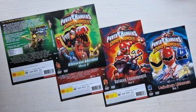 DVD Power Rangers osat 1-3 kansipaperit