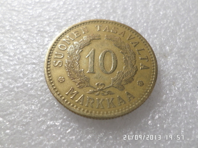 10 mk 1928 Alumiini pronssi todella siisti raha,