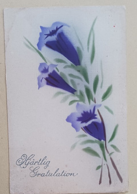 Sinikelloja, onnittelukortti, k. k-k