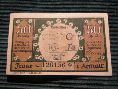 50 pfennig 1921. Frosen kunta. Saksa-GermanyHätäraha-Notgeld