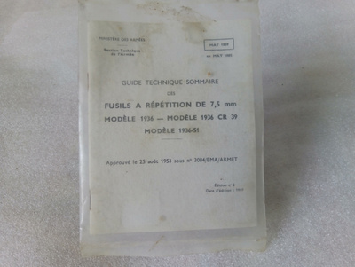 Alkuperäinen käsikirja MAS M.36, M 36 CR39, M36-51 kiväärein