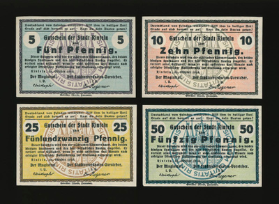 Saksa Notgeld 5, 10, 25, 50 Pfg, Rinteln 1918