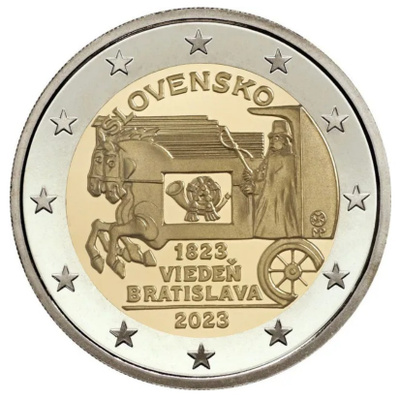 ** SLOVAKIA 2€ 2023 Hevosposti 200 v. pillerissä **