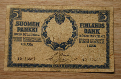 Suomen pankki 5 mk 1909, Tsaarinaika