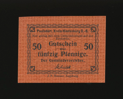 Saksa Notgeld 50 Pfg, Paulsdorf