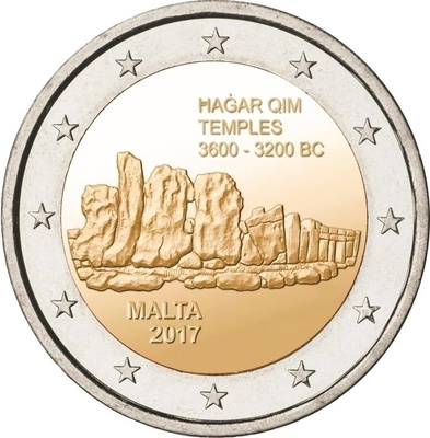 ** MALTA 2€ 2017 Hagar Qim pillerissä **