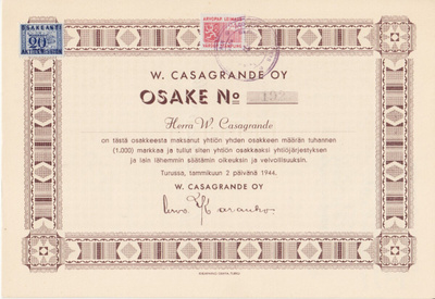 OKK 1944 Lelukauppa W. Casagrande Oy, Turku