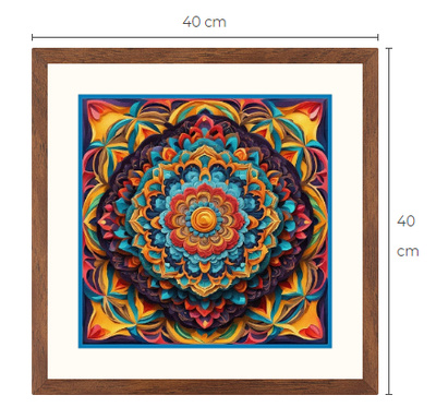 Uusi Mandala taulu koko 40 cm x 40 cm kehyksineen