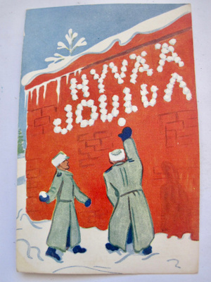 VANHA Sotilaskortti Joulukortti KIVA 1930-l