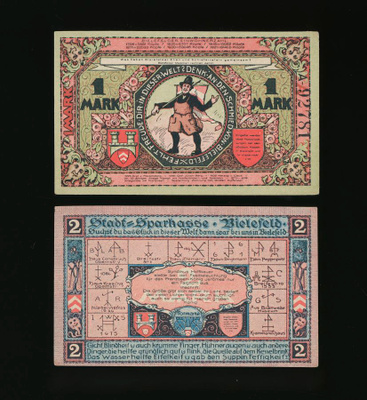 Saksa 1 + 2 Mark, Bielefeld 1921