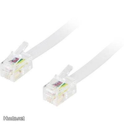 Deltaco modulaarikaapeli 4P4C (RJ10), 5m, valkoinen *UUSI*