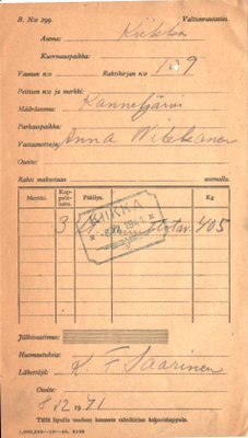 VR RAHTIKIRJA KIIKKA -KANNELJÄRVI