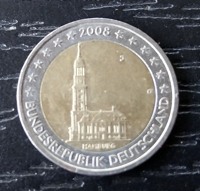 Saksa Hampuri erikoiskolikko 2€ 2008 juhlaraha