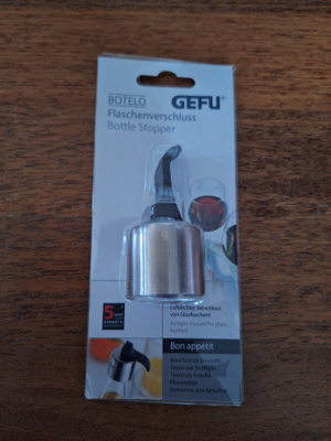 GEFU BOTELO BOTTLE STOPPER UUSI PULLOTULPPAPAKKAUS