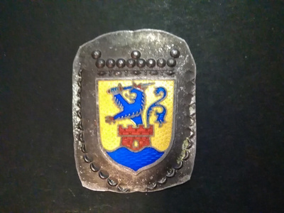Pietarsaari vaakuna Hopea emali 30x25mm, leimattu