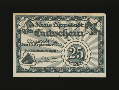 Saksa Notgeld 25 Pfennig, Lippstadt 1920 VF