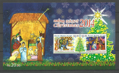 JOULU-aihetta joulumerkit blokki SRI LANKA 2014 **